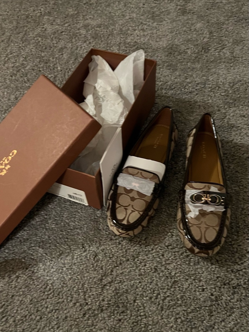 Coach Brown Signature Canvas Loafers with Brown Patent Trim - Picture 8 of 8